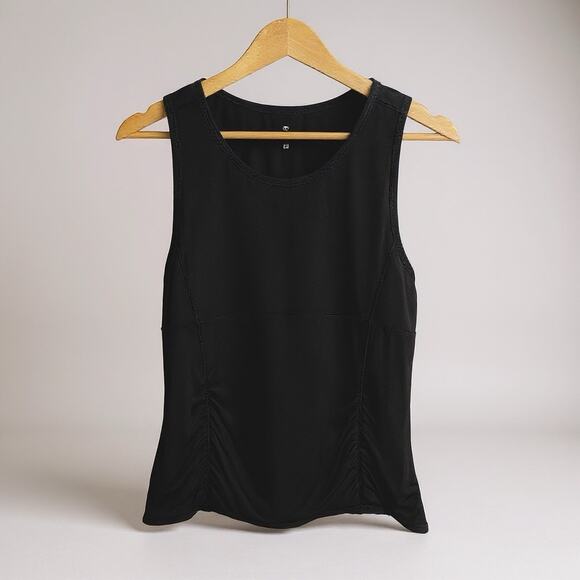 Athleta Sculpttek Tank Top Women’s M Black Mesh Ruched Sleeveless Activewear - Picture 1 of 14